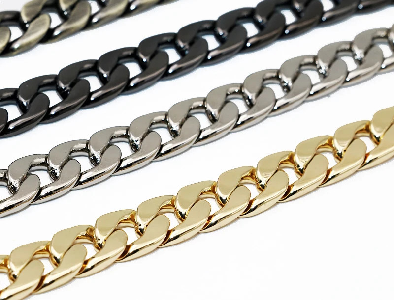 Aluminum chain strap silver gold black large metal chain 0.9cm er handbag bag purse replacement Accessories Hardware 9mm 250206