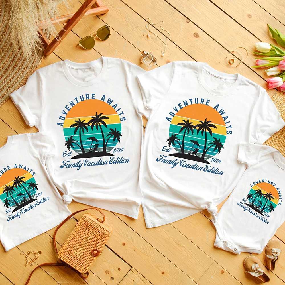 Adventure Awaits Family Vacation Edition Est 2024 Family Matching Shirt Adult Kids Summer T-shirt Tops Baby Short Sleeve Romper W250207