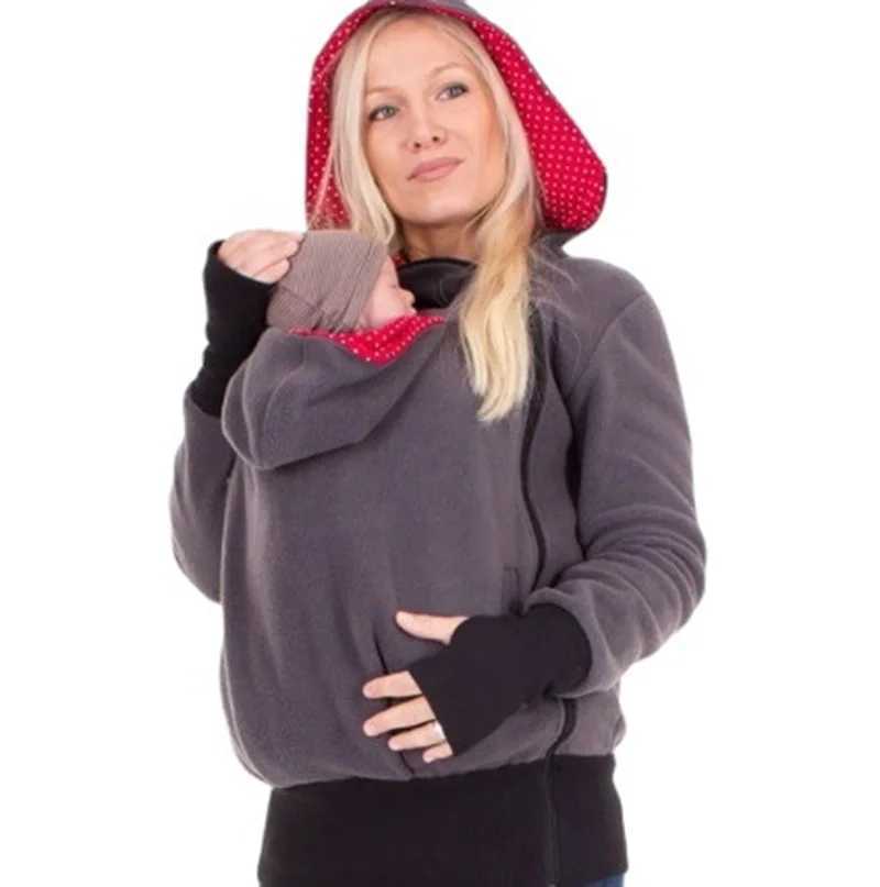 Hooded Mom Baby Carrier Jacket Coat Maternity Clothes Autumn Winter Kangaroo Carry Baby Hoodies Warm Thick Sweatshirts Outwear W250207