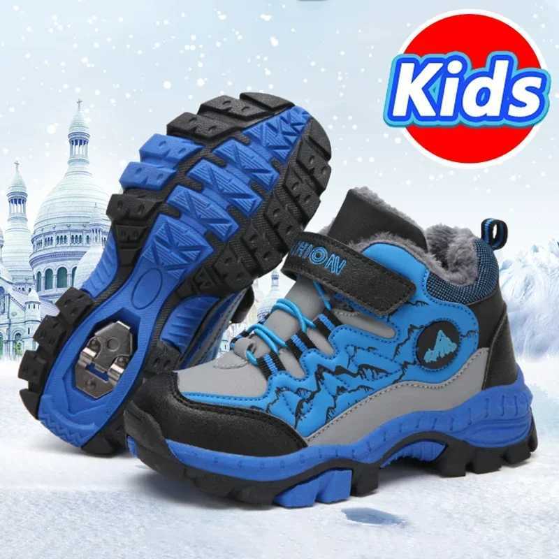 Winter Hiking Shoes for Kids Non-Slip Outdoor Shoes Children Warm Ankle Boots Mountaineering Trekking Climbing Sports Shoes Boys W250207