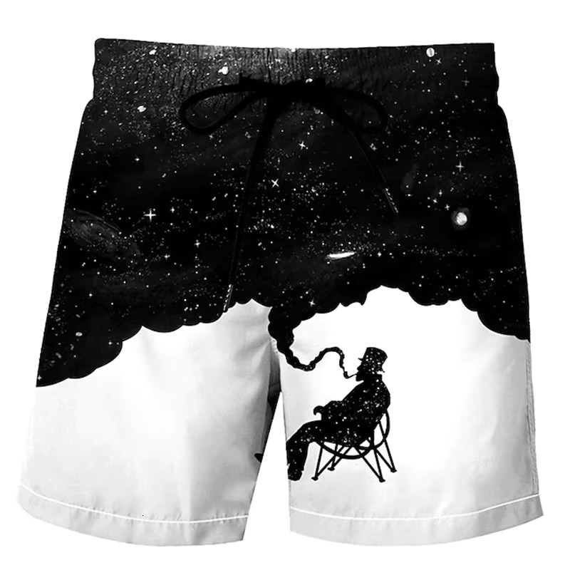 3D Printed Oil Painting Art Pattern Summer Men's Beach Shorts Hawaii Beach Sports Swim Pants Fashion Quick Drying Men's Casual Pants