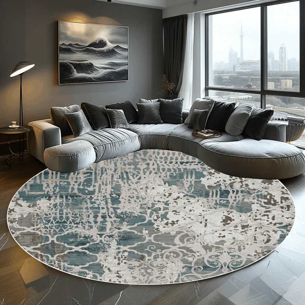 Abstract Round Carpet Living Room Decoration Home Modern Bedroom Decor Carpet Balcony Washroom Floor Mat Washable Pet Rugs Z250207