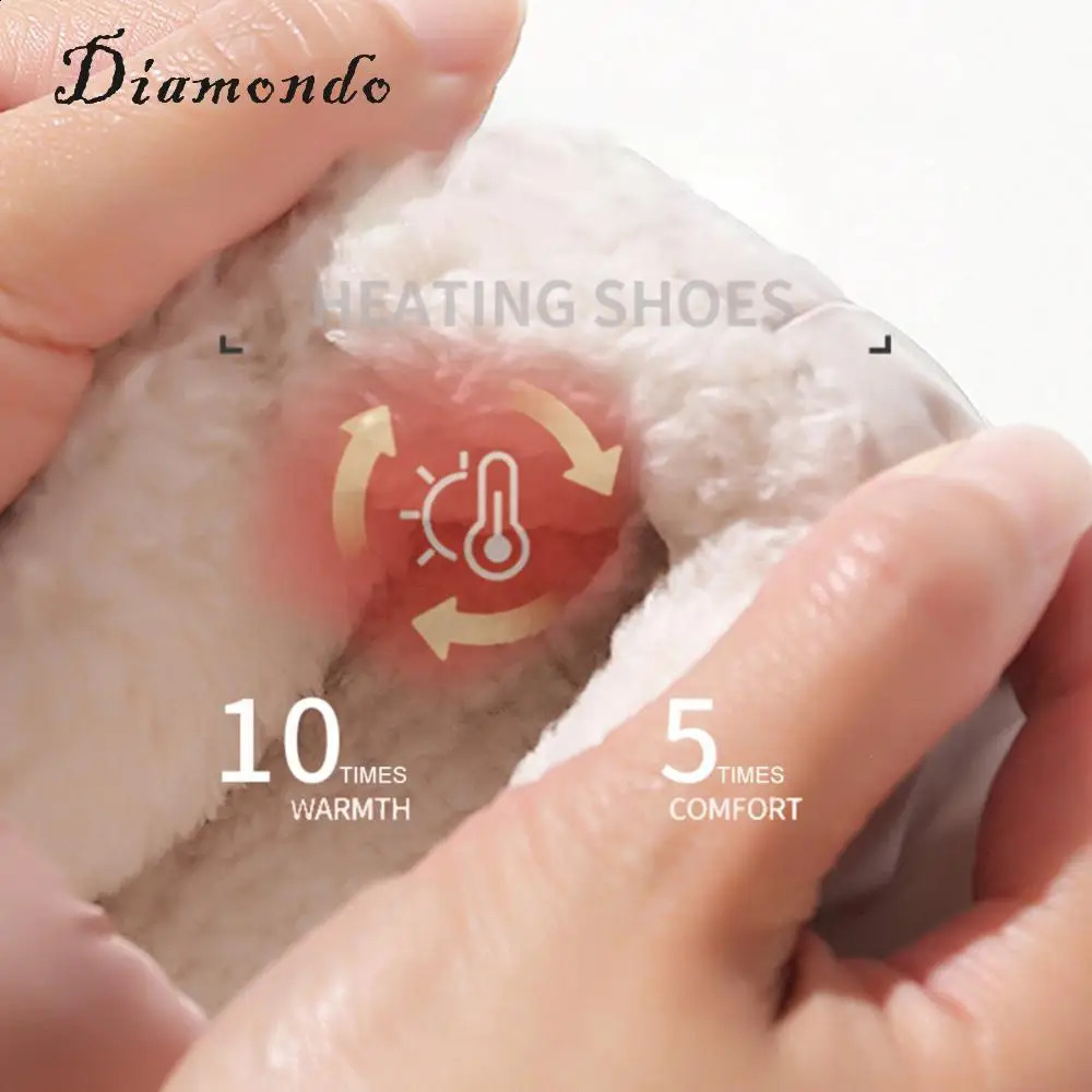 Unisex Rechargeable Foot Warmer with 3 Heating Levels USB Heated Slippers Warm Plush Slippers Home Cotton Shoes for Winter 250120