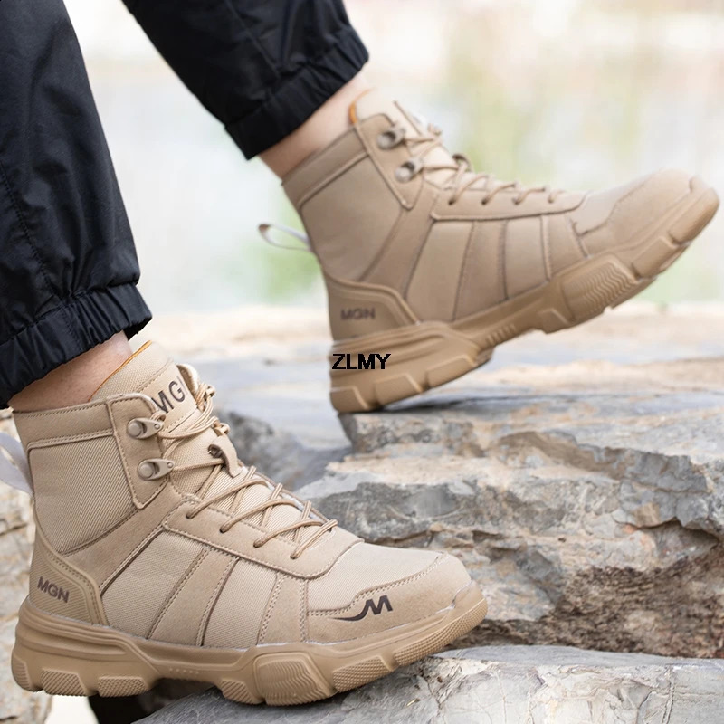 High Top Men Steel Toe Shoes Puncture Proof Protective Work Safety Boots Man Women Lightweight Industrial Work Shoes Plus Size 250120