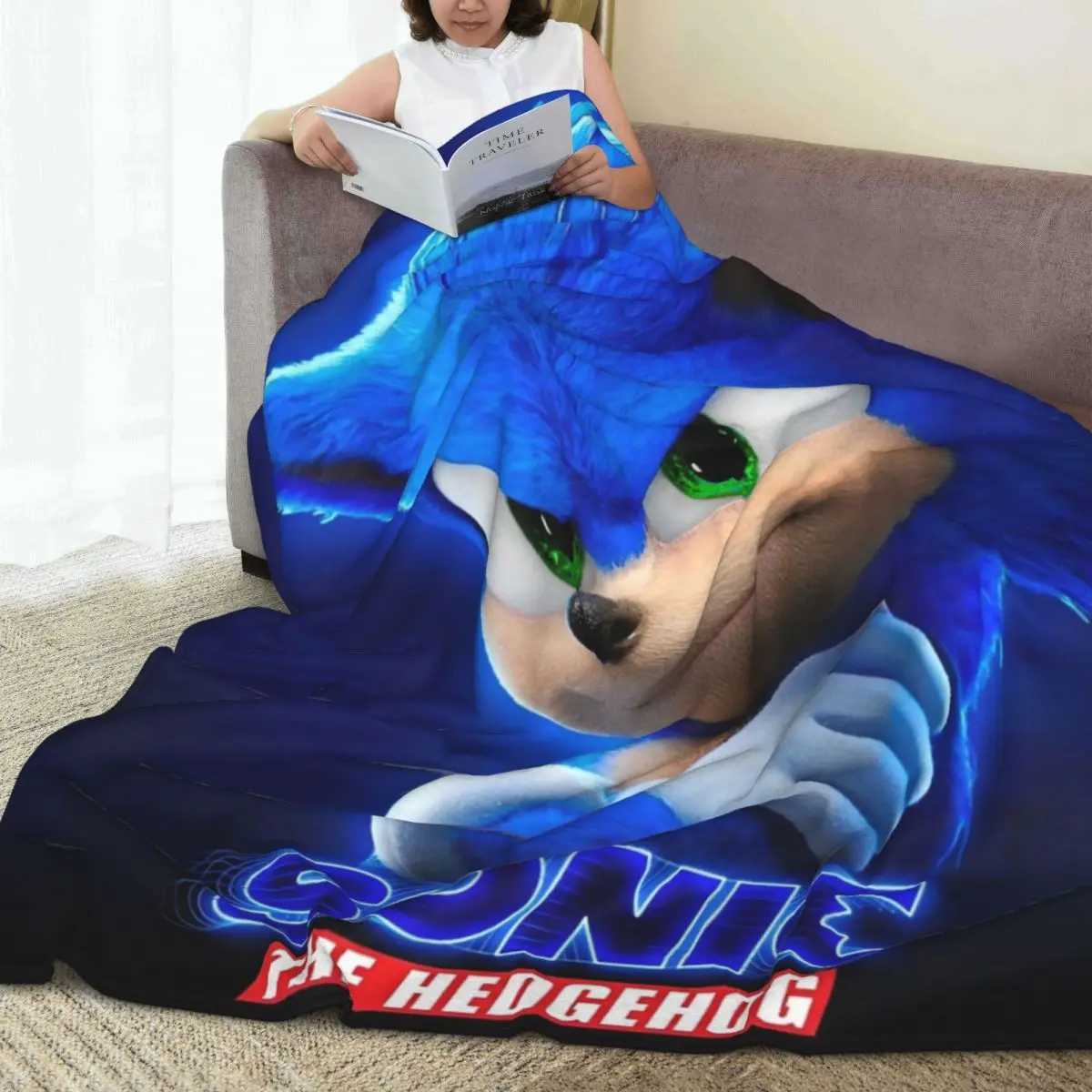 S-Sonic Retro Game Cartoon Warm Blanket Camping Plush Throw Blanket Funny Bedro Flannel Bedspread Sofa Bed Cover Z250207