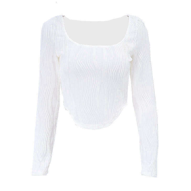 Ins2025 Summer Product French Design Fold U-neck Simple Solid Color Slimming Long Sleeve Top for Women 2025 New Style, Unique and Elegant Clothing