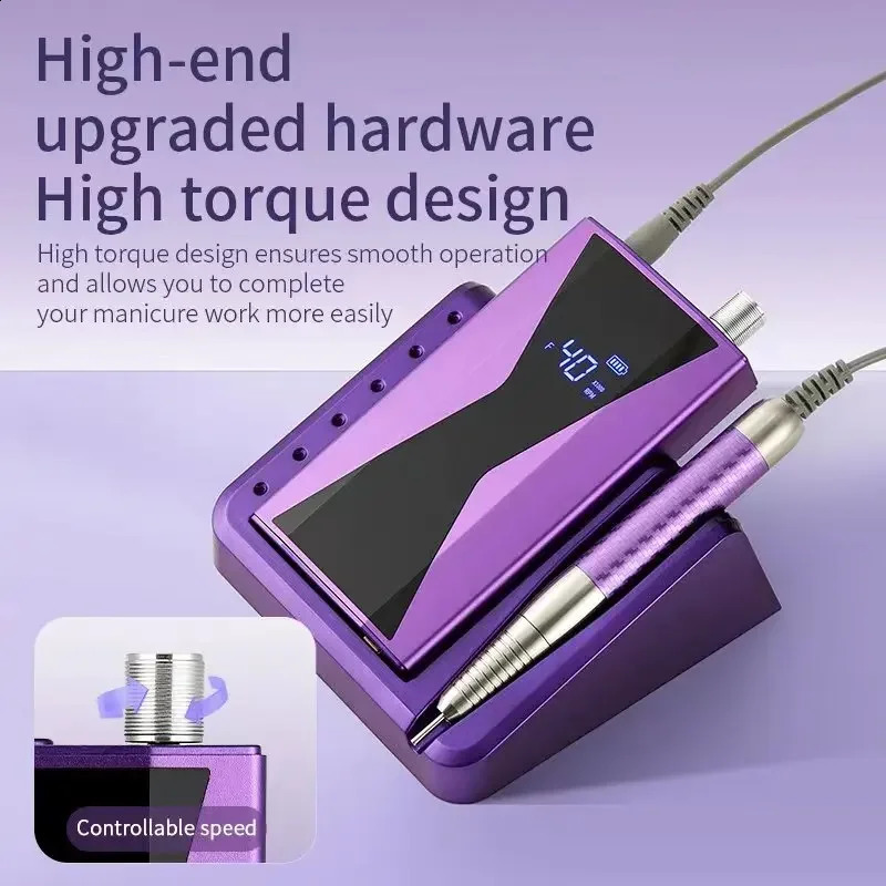 Brushless 40000RPM Electric Nail Drill Machine 85W Handle Manicure Portable Polishing Tool Nail Drill Rechargeable Nail Art 250122
