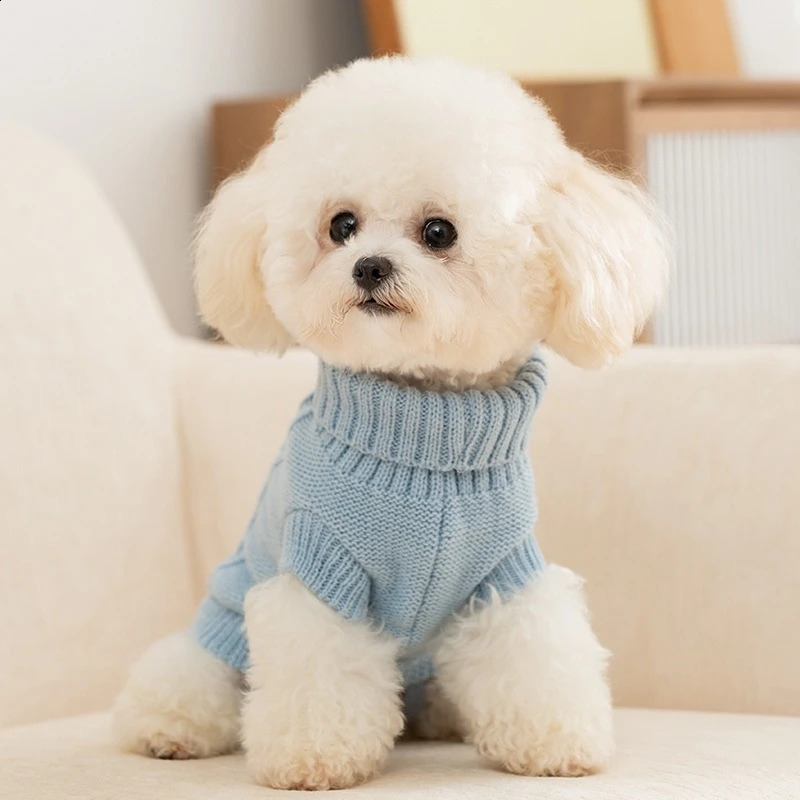 Solid Cable-Knit Sweater Outfits for Small Medium Dogs Autumn Winter Keep Warm Pet Clothing Soft Wool French Bulldog Overalls 250206