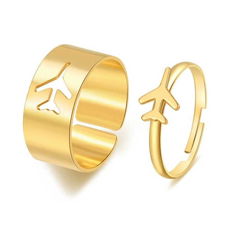 2pcs Silver Color Fashion Star Moon Heart Dinosaur Open Rings for Women Men Lover Couple Engagement Wedding Jewelry W250207
