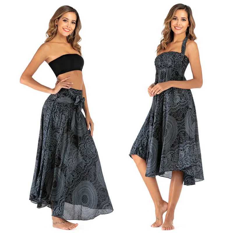 Fashion Two Way Wear Beach Skirt Women Dress Summer Casual Print y2k Sexy Dresses Woman Clothes Harajuku Robe Bohemian VestidoXJ2500207