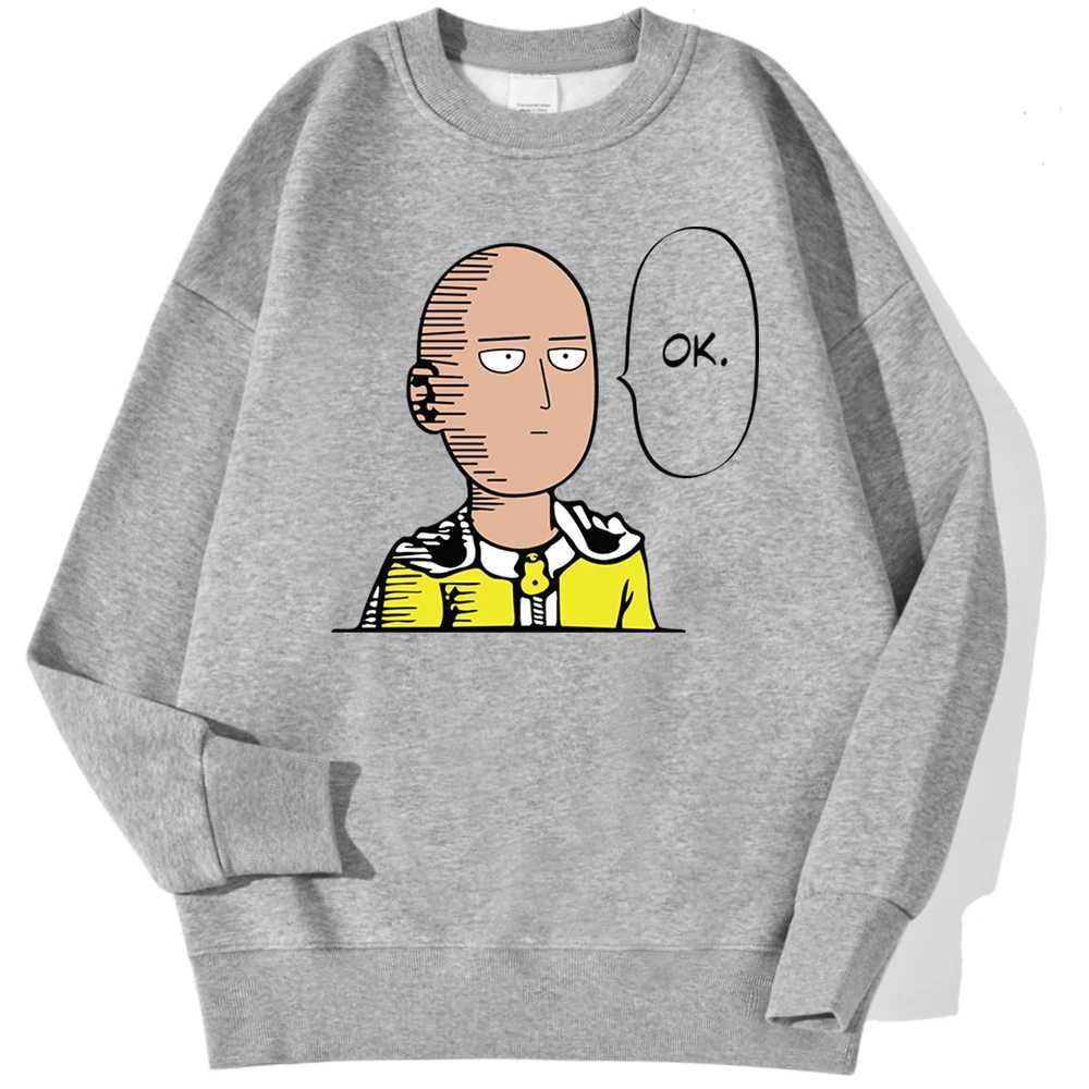 One Punch Mans Ok Printed Men Pullover Casual Comfortable Warm Hooded Street Fashion Sweatshirts Autumn Fleece Streetwear W250207