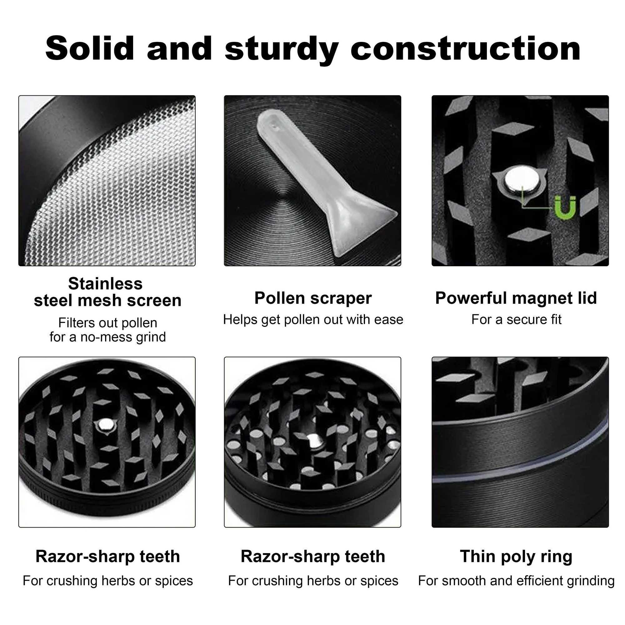 6m Herb Grinder 4 Layers Mill Zinc Alloy Smoke Tobacco Cer Dry Herbal Sp Cigarette Smoking Accessories Grinders Grass Y250207