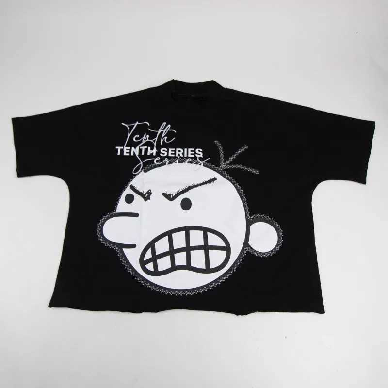 Men's T-Shirts Cartoon Kid Graphic Print Short Seve T-Shirt Y2K Strtwear Harajuku Hip Hop Tenth Series Black New No Tags H250206