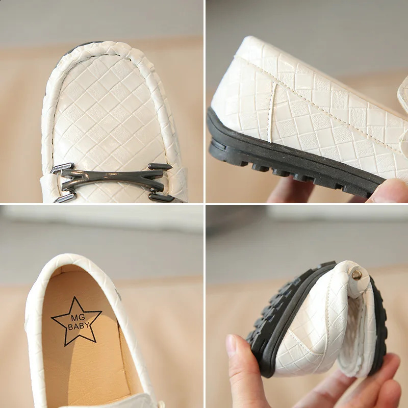 Black Childrens Boat Shoes Four Seasons Wild Belt Metal Boy Party Kids Fashion Performance Shoes Classic Britain Style 250206