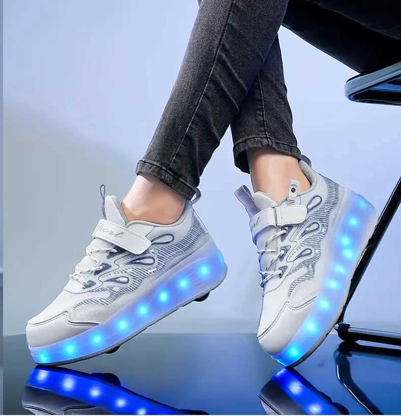 Fashion Roller Skate Shoes Kids Children Casual Sports Toy Gift Games Boys 4 Wheels Sneakers Girls Boots Ultra Light Rollerskate W250207
