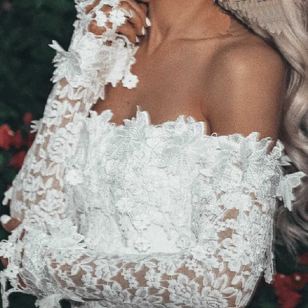 Sexy White Lace Dress Long Sve Women Dress Bodycon Off Shoulder Lace Wedding Party Clubwear Evening Short Mini Dress 2024XJ2500207