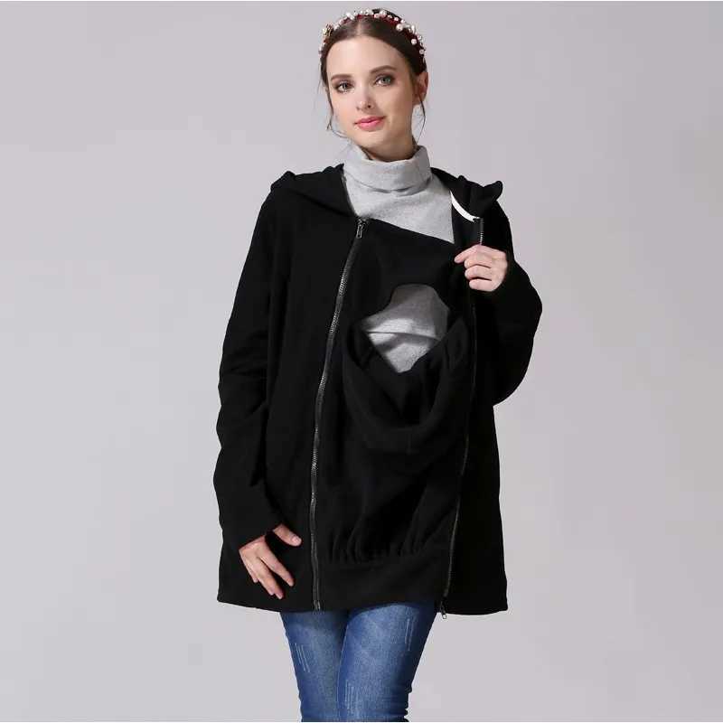 Maternity Clothes Thicker Baby Carrier Jacket Winter Fleece Kangaroo Mums Coat Removable Baby Panel Maternity Hoodies W250207