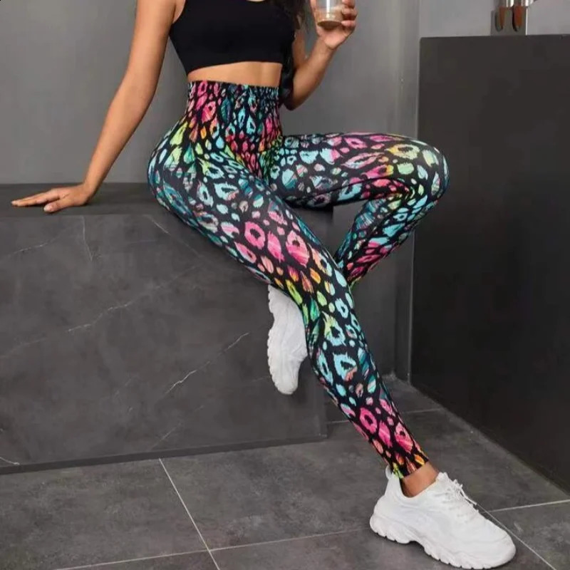 3D Print Tie Dye Sports Pants Women Seamless Leggings High Waist Fitness Push Up Leggings Gym Clothing Workout Tights 250206