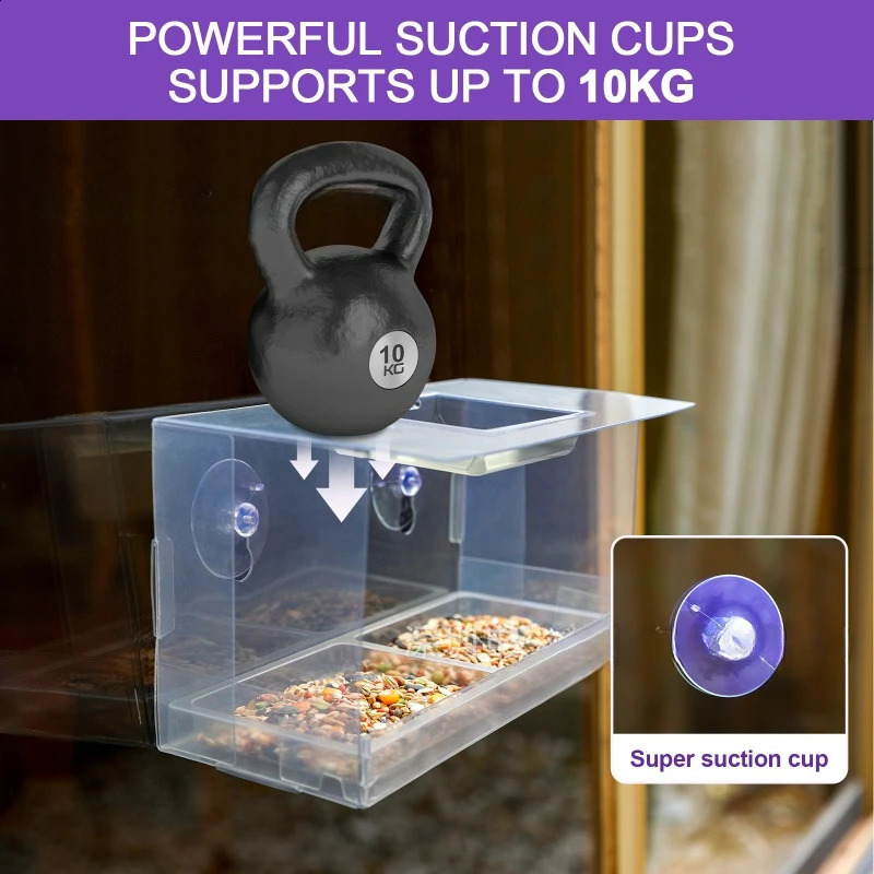 Acrylic Suction Cup Bird Feeder Wild Pigeons Hummingbirds Foldable Bird Cages Nests Hanging Window Feeder Pet Supplies 250121