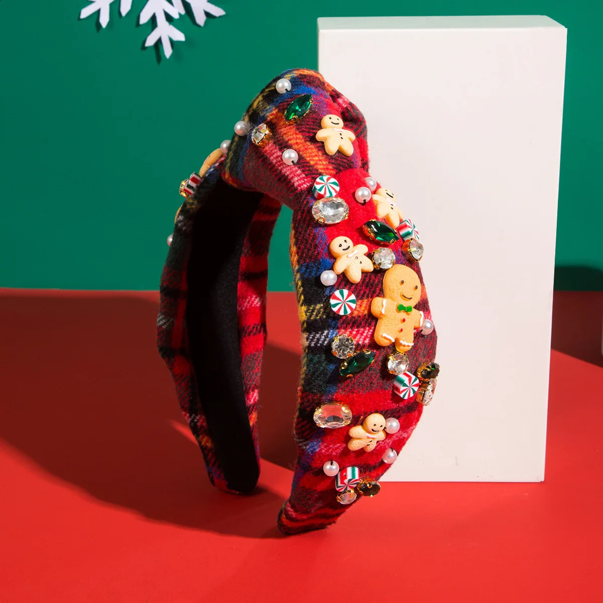 in Europe and America Christmas Gingerbread Man Headband Trend Santa Claus Knotted Hair Accessories 250207