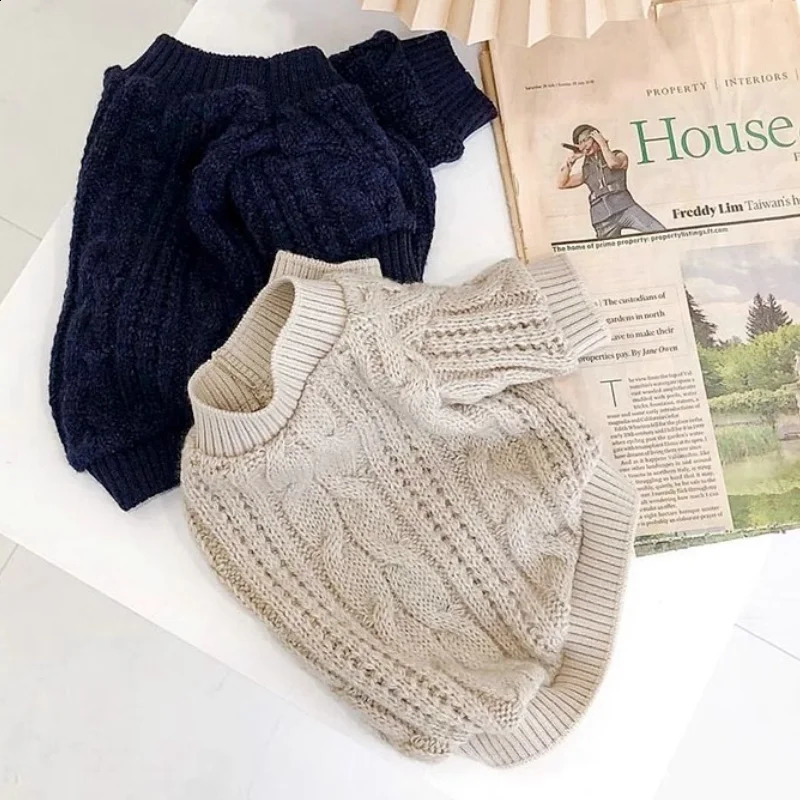 Winter Dog Knitted Sweater Fashion Solid Dog Clothes Warm Puppy Pullovers Cute Cat Turtleneck Pet Sweater Bichon Frise Clothes 250206