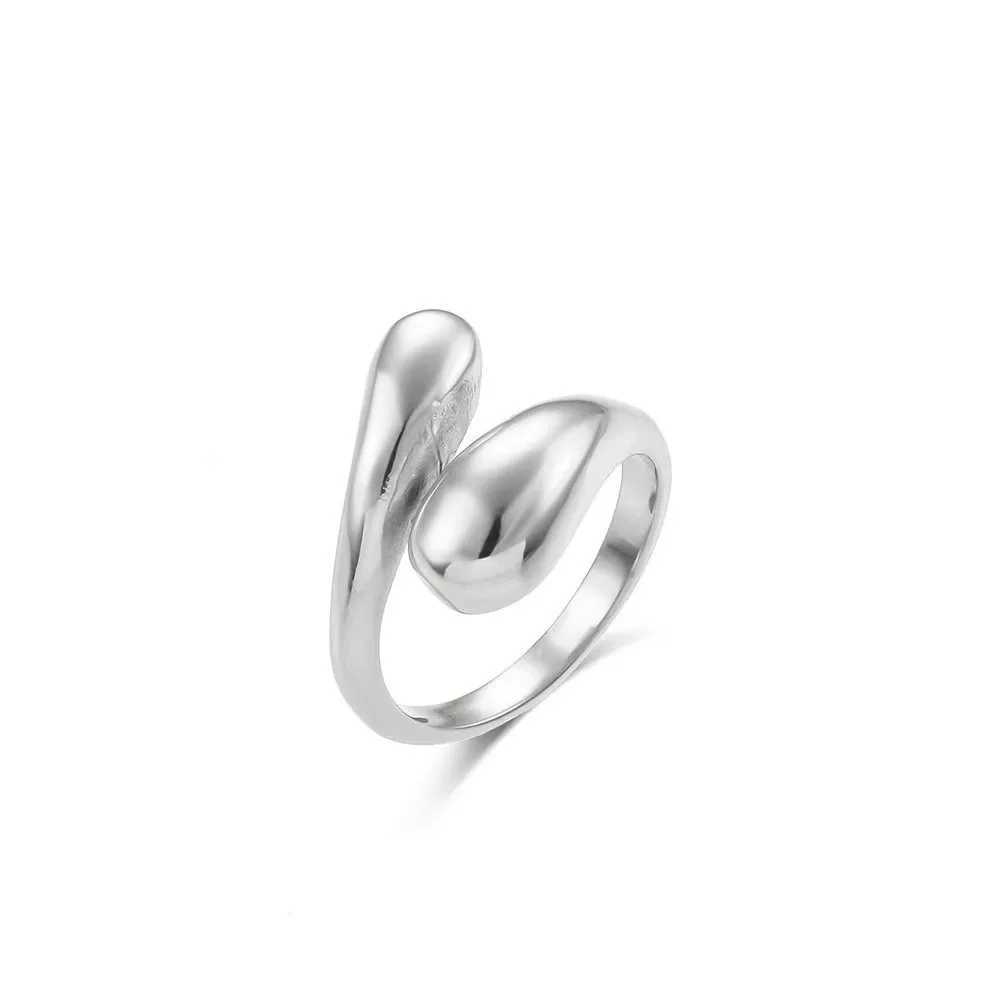 Stainless Steel Minimalist Rings For Women Trend Gold Color Smooth Double Ball Beads Open Rings Aesthetic Jewelry Couple Gifts W250207