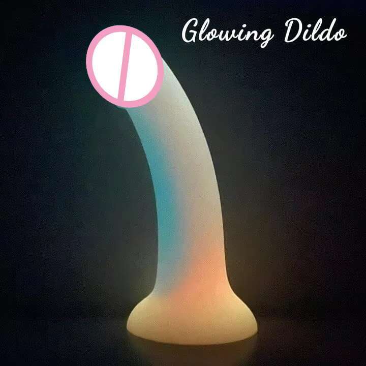 Silicone Realistic Dildo Colorful Glowing Vaginal Anal Adult Sex Toy for G-spot and Prostate Orgasm