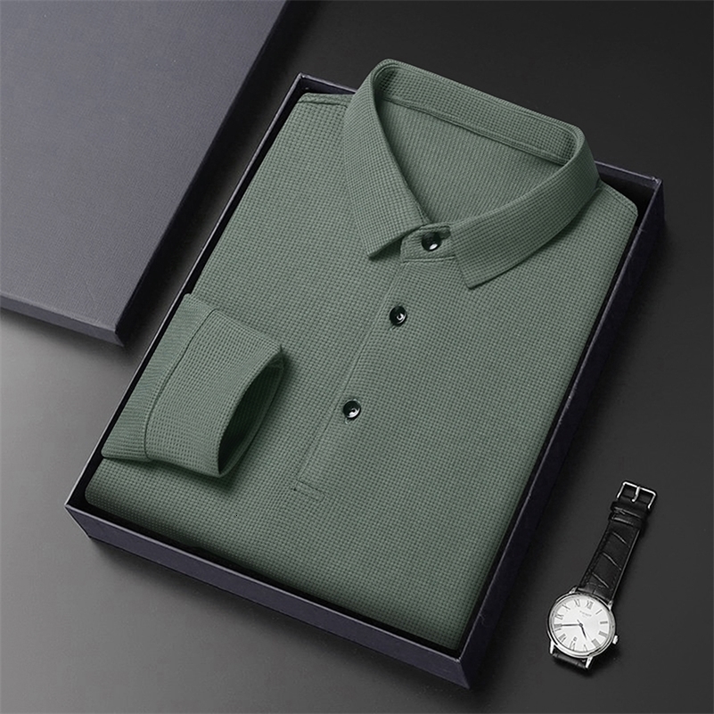 Mens Long Sleeve T Shirt Button Lightweight Lapel Loose Polo Shirt Solid Color Top 250206