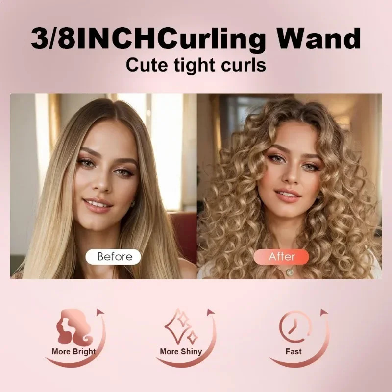 Mini Hair Curling Iron 9mm Curler Wand Professional Curly Tongs Ceramic Electric Salon Styling Tool Small Crimping Iron 250206