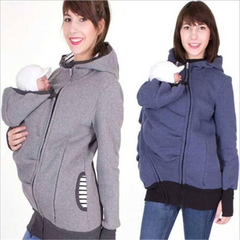 New 2021 Fashion Baby Carrier Jacket Kangaroo Warm Maternity Hoodies Women Outerwear Coat For Pregnant Womens Maternity Clothes W250207