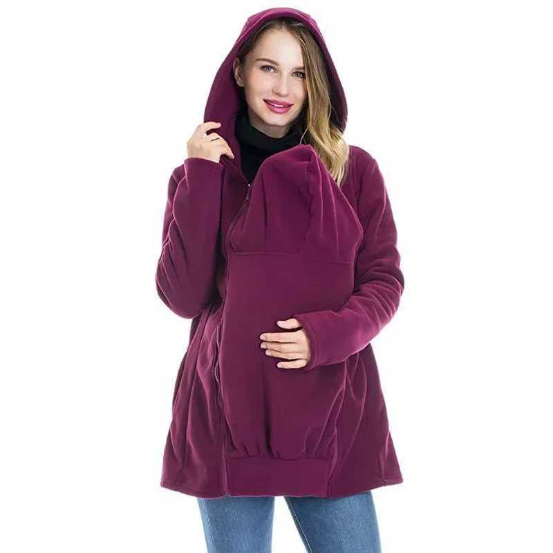 Pregnant Kangaroo Mom Hooded Jacket Baby Sweater Detachable Multi functional Postpartum Mom Outdoor Breastfeeding Coat W250207