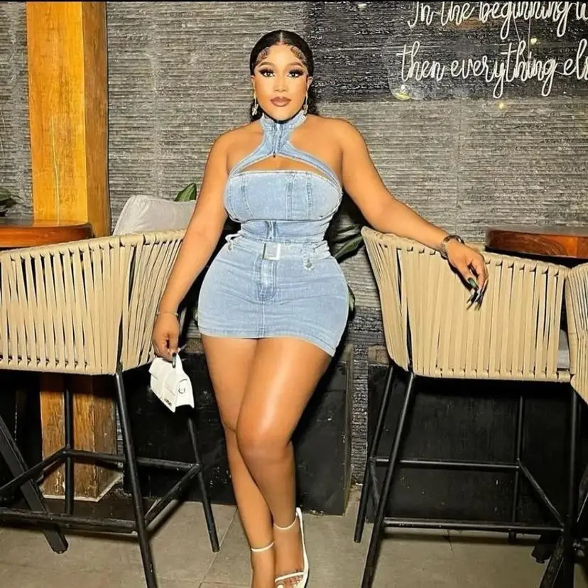 Lady Hollow Out Denim Mini Skirt Outfit Set Sexy Women Elegant Two Pieces Jeans Club Matching Set TopCargo Skirt 250207