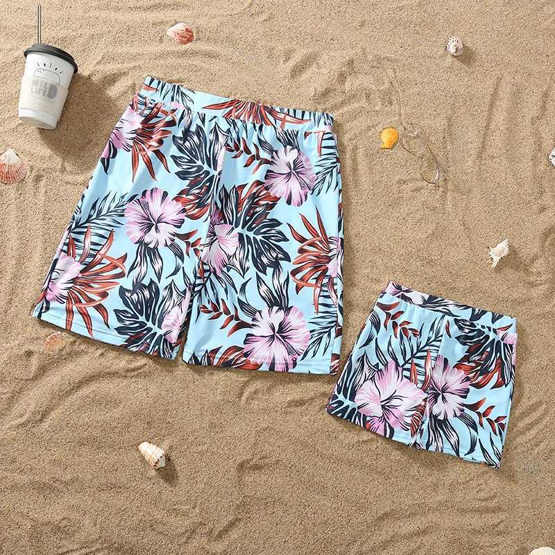 Family Baby Mom and Dad Son Daughter Clothing Printing Bikini Beach Swimsuit Family Matching Swimsuit W250207