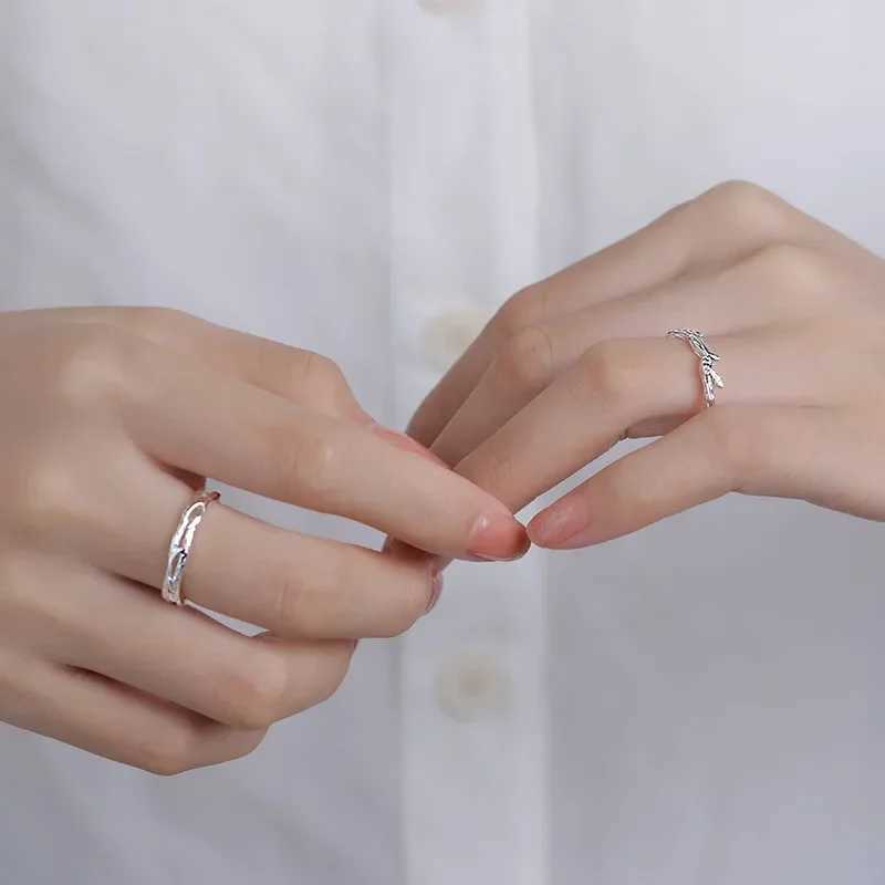 Korean Luxury Zircon Couple Ring For Women Men Silver Plated Love Forever Heart Adjustable Open Ring Wedding Anniversary Jewelry W250207