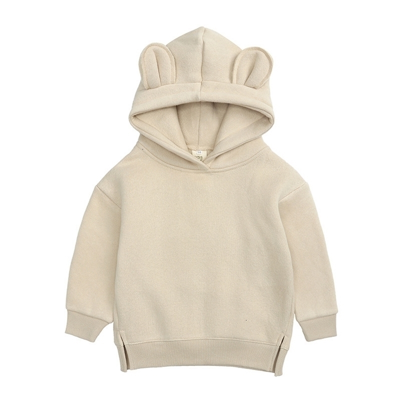 Autumn Winter Warm Fleece Kids Baby Boys Girls Cotton Bear Ears Hoodies Childrens Sport Shirt 1-4Year Kid 250121