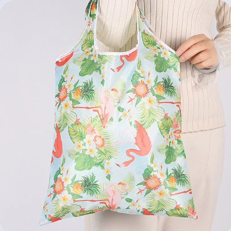 Fashion Floral Animal Plant Patterns Reusable Shopping Bags Foldable Bag Travel Portable Shoulder Storage Hand 250121