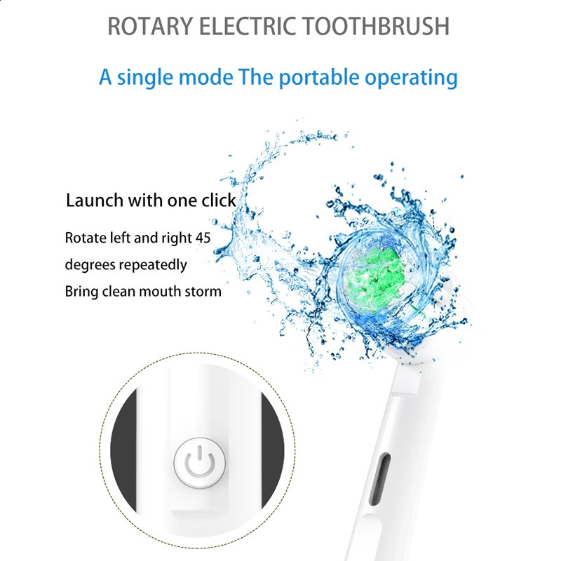 USB typeC Fast Rechargeable Rotating Electric Toothbrush 3 Modes Rotary Electric Toothbrush with Travel Case 2 Brush Heads 250206