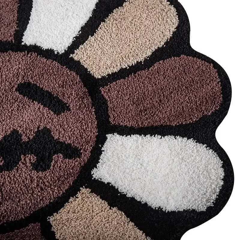 Aesthetic Sunflower Carpet Bathroom Antislip Carpet Cactus Flower Tufted Mat Bedroom Bedside Rug Living Room Decoration Mat Z250207