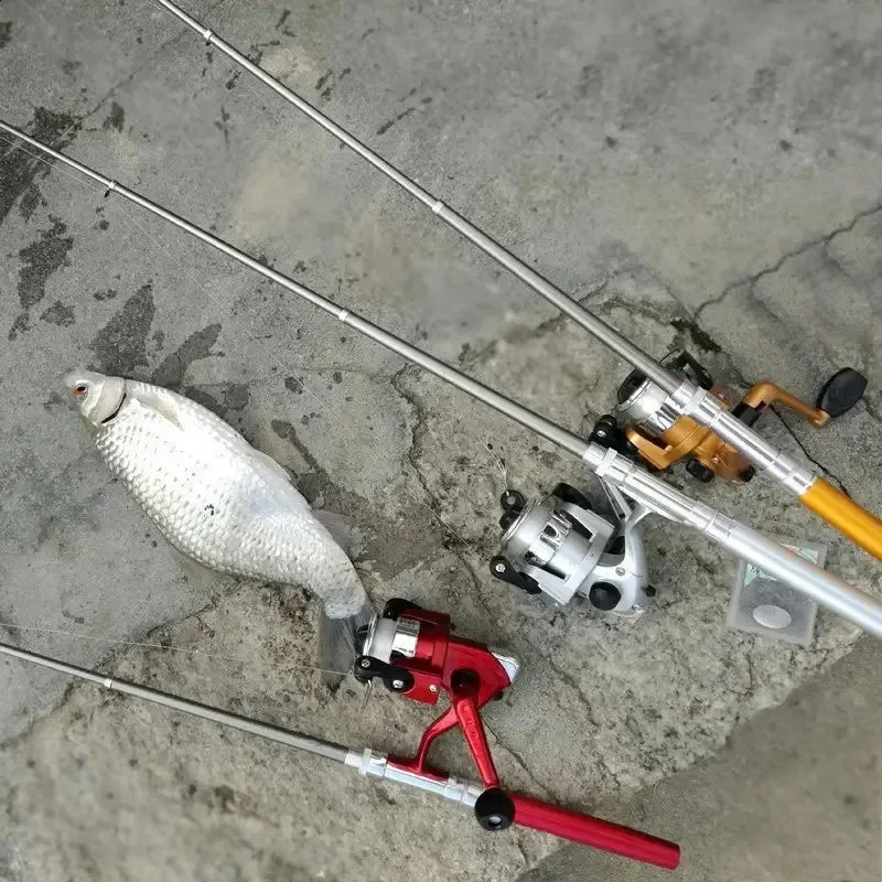 20cm Portable Pocket Telescopic Mini Fishing Pole Pen Shape Folded Rod with Reel Wheel 250530