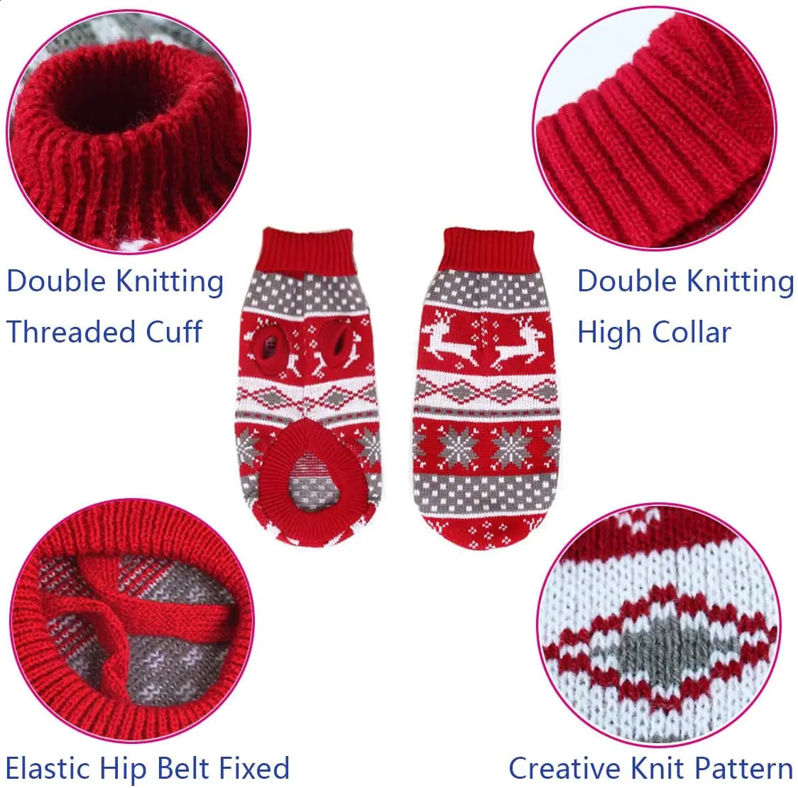 Christmas Dog Sweater Medium Large Dogs Reindeer Snowflake Knitted Sweater Xmas Holiday Pet Clothes Turtleneck Knitwear Pullover 250206