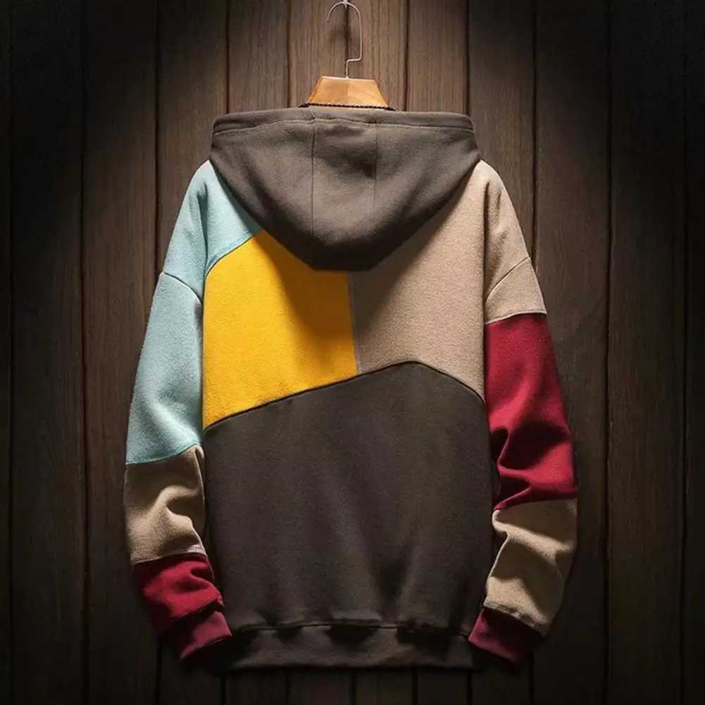 Chic Winter Hoodie Oversized Thermal Colorblock Streetwear Winter Hoodie W250207