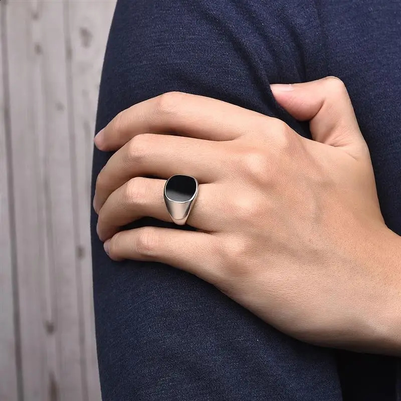 Jiayiqi MenS Ring Punk Rock 316L Stainless Steel Signet Ring For Men Hip Hop Party Jewelry Male Wedding Gift Custom accept 250206