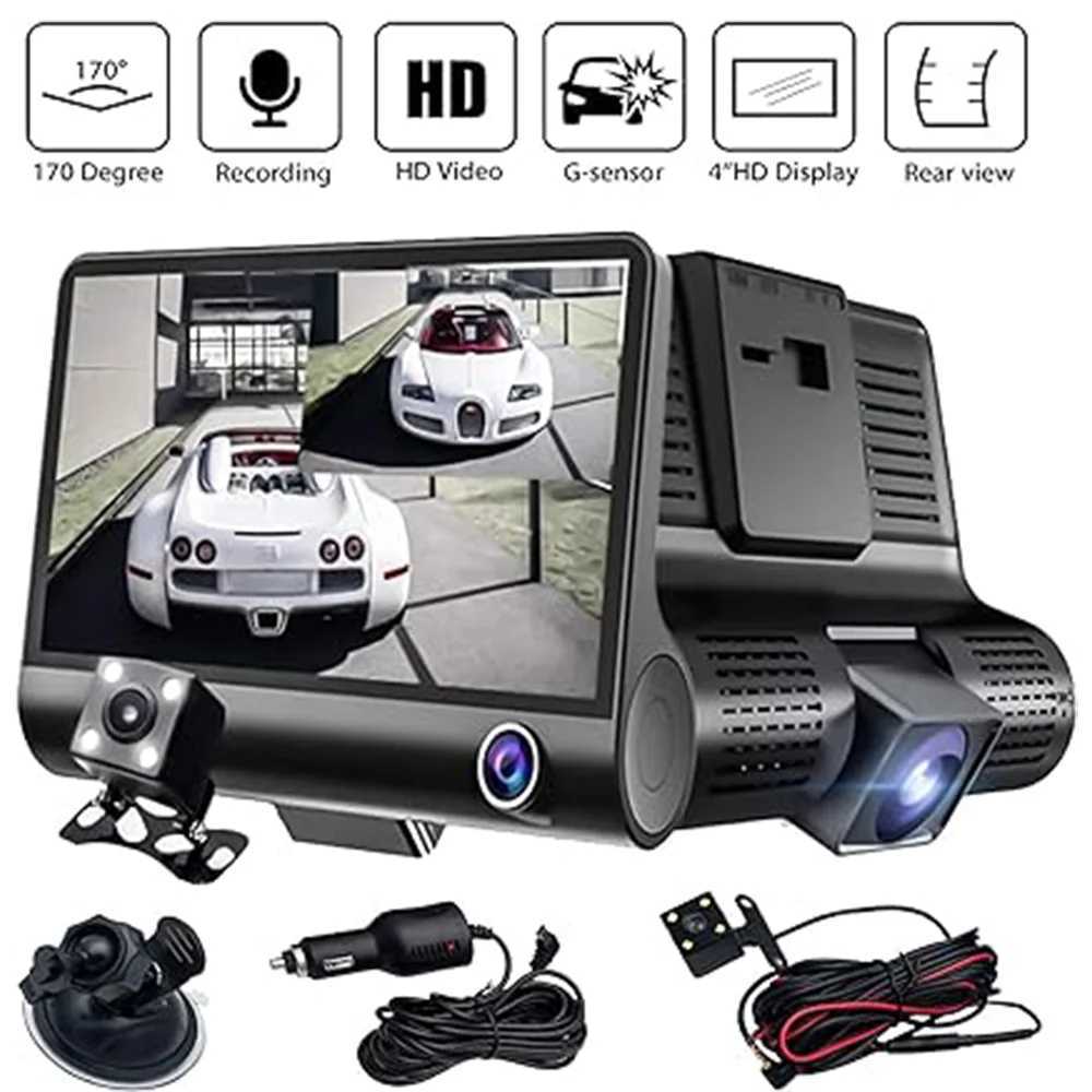 Car DVRs Car Video Recorder Car DVR Video Recorder 4 Inch Front and Rear View Video 3 Ways 1080P Dash Cam H250206