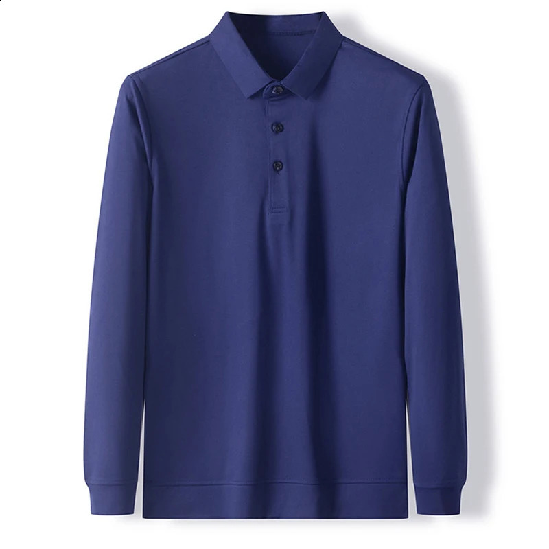 Fashion Men Business Solid Polo Shirts Spring Autumn Thin Long Sleeve Button Lapel Male Clothing Loose Casual TShirt Tops 250121