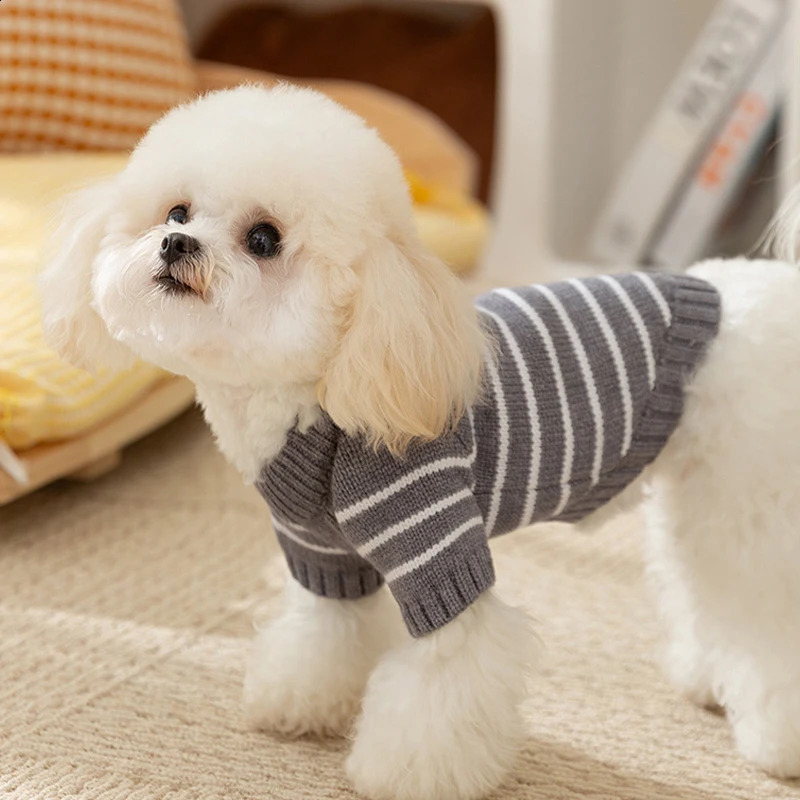 Striped Dog Clothes Sweater for Dog Fashion Winter Dog Coat Warm Pet Dog Knitted Vest Chihuahua French Bulldog Dog Costume 250206