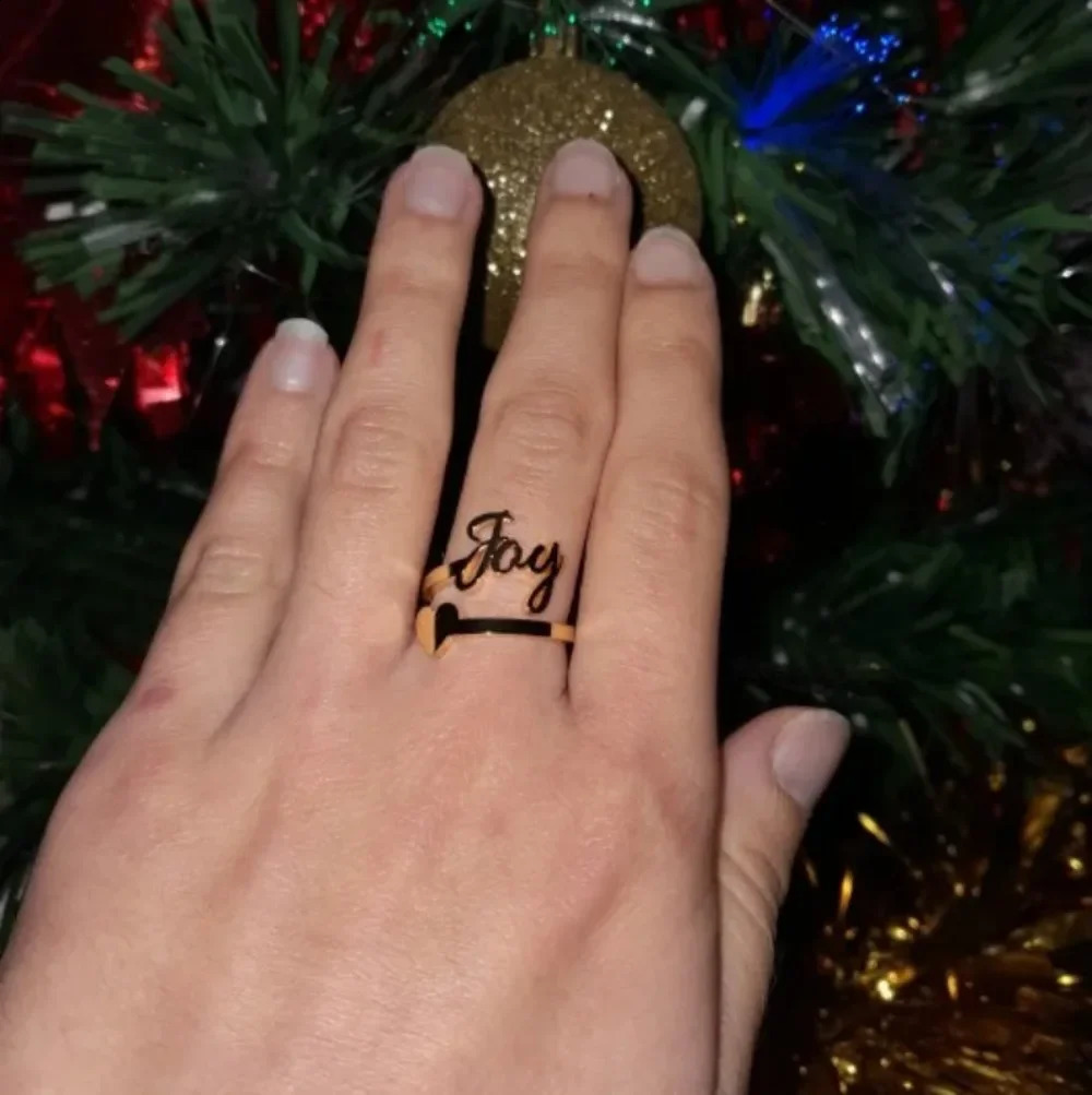Personalised Custom Name Ring Stainless Steel Jewelry Adjustable Love Heart Couple Promise Rings for Women Valentines Day Gifts 250206