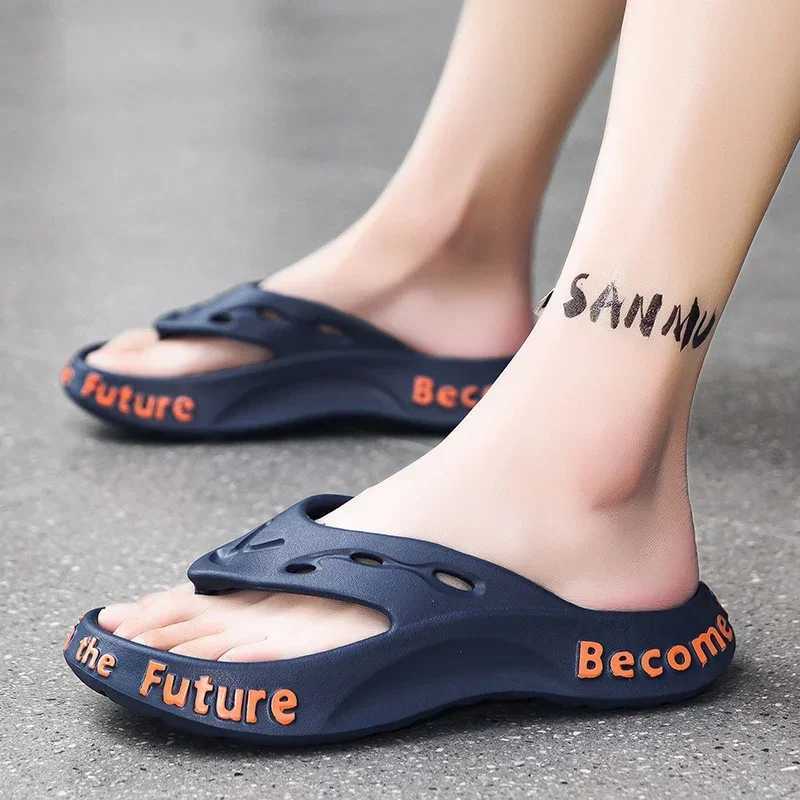 Mens Summer EVA Anti Slip Flip Flops Comfortable and Soft Outdoor Garden Massage Thick Sole Wear-resistant Beach Shoes 2025XJ250207