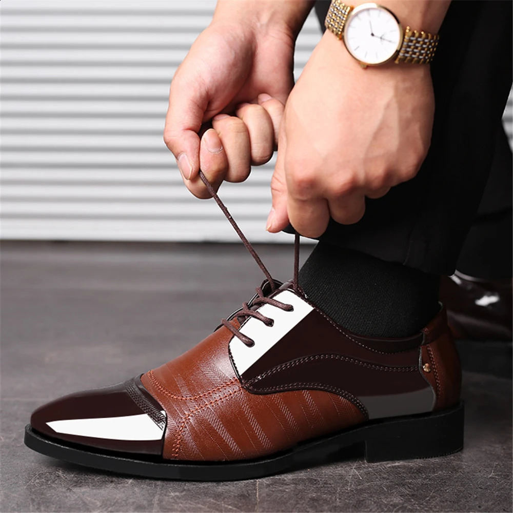 Leather Shoes Men Lace Up Formal Dress Shoes Business Oxford Male Office Wedding Dress Shoes Footwear 250206