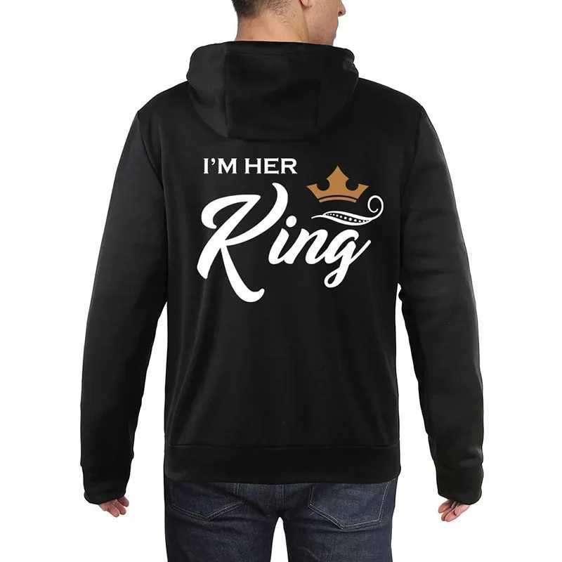 Printing Her King or His Queen Lover Hoodies Harajuku Fashion Casual Womens Wear Couple Sportswear Couple Hoodie W250207