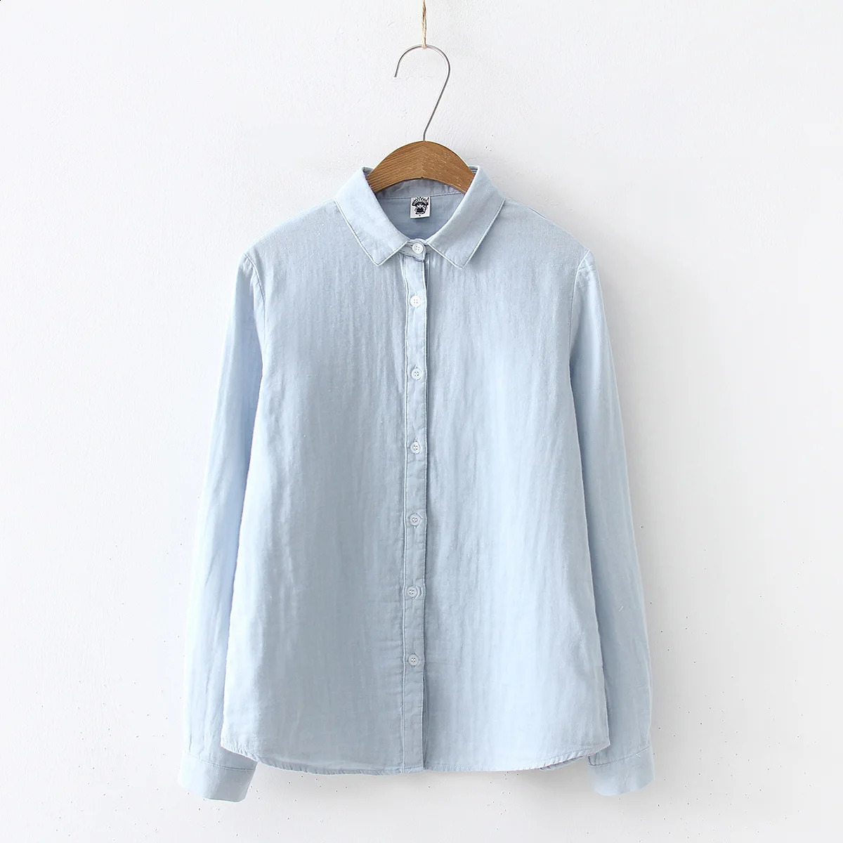 Women Blouses Fashion Long Sleeve Comfortable Office Shirt Cotton Yarn Casual Tops Blusas Femininas Solid Color 250120wtt